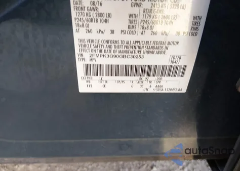 2016 Ford Edge Se из США, поврежденный, VIN 2FMPK3G90GBC30253